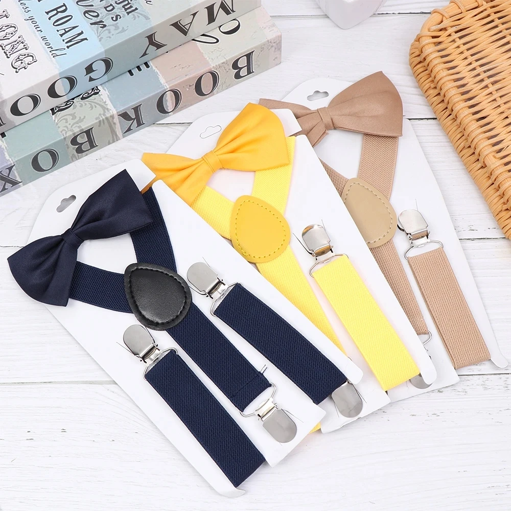 Top Trends: Kids Suspenders With Bowtie Fashion Children Bow Tie Set Boys Braces Girls Adjustable Suspenders Baby Wedding Ties Accessories Shoppable Styles