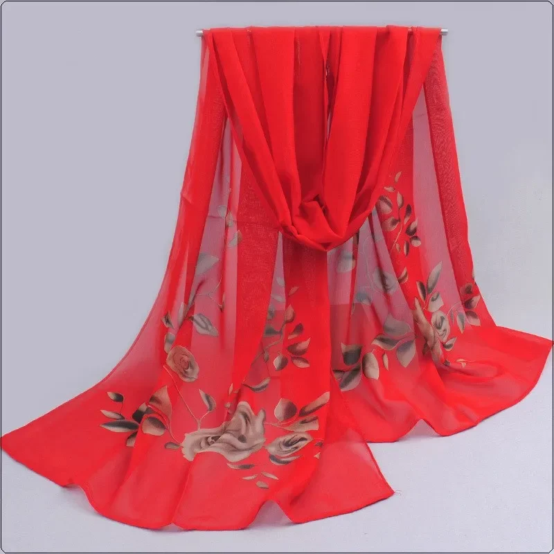 Top Trends: 2024 Spring And Summer Women Scarf New Pashmina Shawl Printed Cape Silk Chiffon Polyester Tippet Muffler 60*160cm Shoppable Styles - Image 5