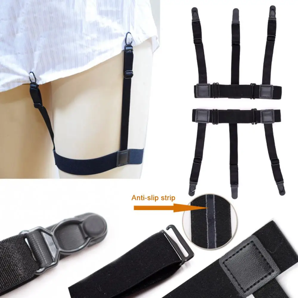 Top Trends: Male Shirt Garters Belt Stays Holder Non Slip Elastic Locking Clamps Keep Shirt Tucked Leg Thigh Suspender Garters Belt Shoppable Styles