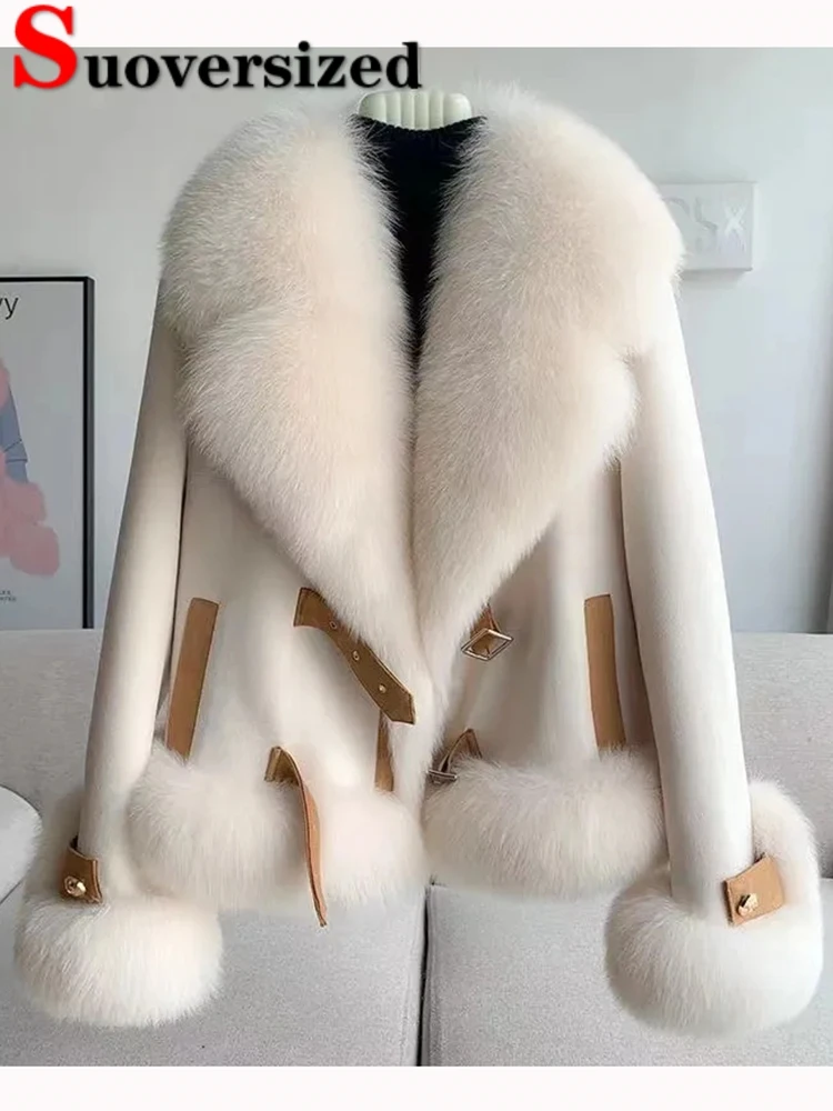 Top Trends: High Quality Winter Faux Fur Jackets Luxury Furry Lapel Coats Korean Fashion Warm Chaquetas Double-faced Women Plush Outerwear Shoppable Styles