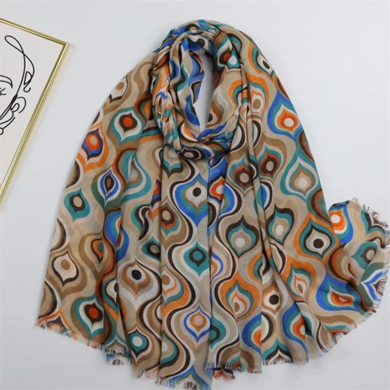 Top Trends: 180*90Cm Viscose Scarves For Women Fashion Abstract Colorful Eyes Tassel Shawls And Wraps Pashmina Stole Bufandas Muslim Sjaal Shoppable Styles