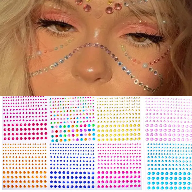 Top Trends: Face Jewels Party Festival Makeup Decoration Face Body Colored 3D Diamond Jewels Pearls Self Adhesive Eyeshadow Acrylic Sticker Shoppable Styles