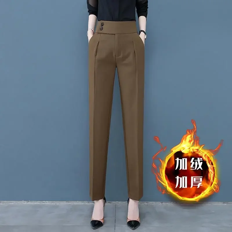 Top Trends: Womens Autumn And Winter New High Waist Elastic Harlan Pants Solid Button Pockets Zipper Splicing Comfortable Versatile Trousers Shoppable Styles