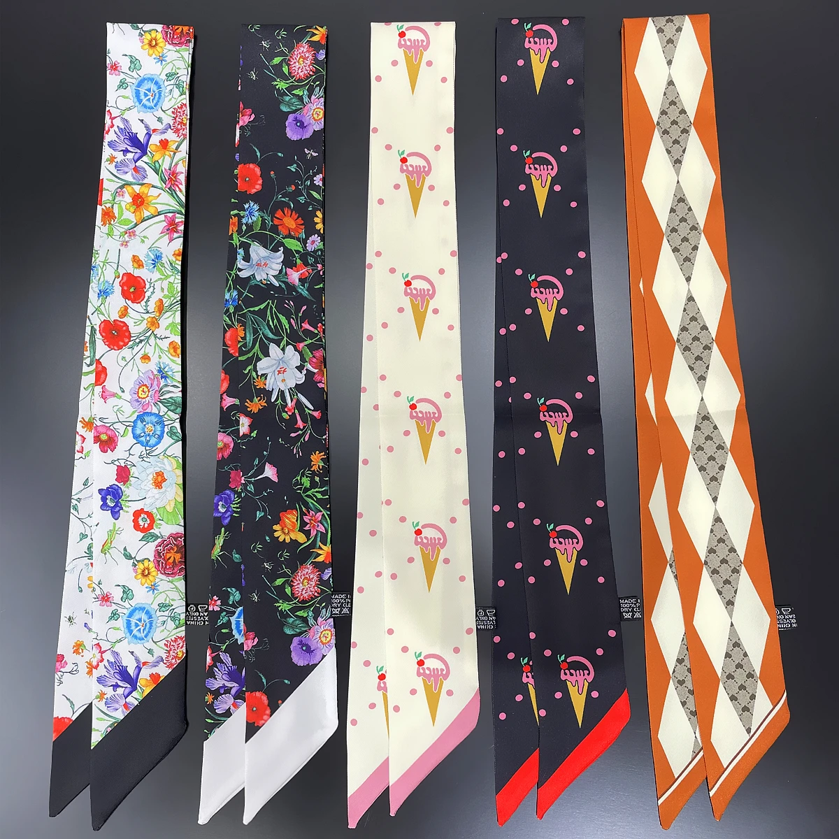 Top Trends: 2023 New Design Small Flower Brand Silk Scarf Luxury Scarf Women Foulard Skinny Bag Scarves Neckerchief Fashion Hair Headband Shoppable Styles