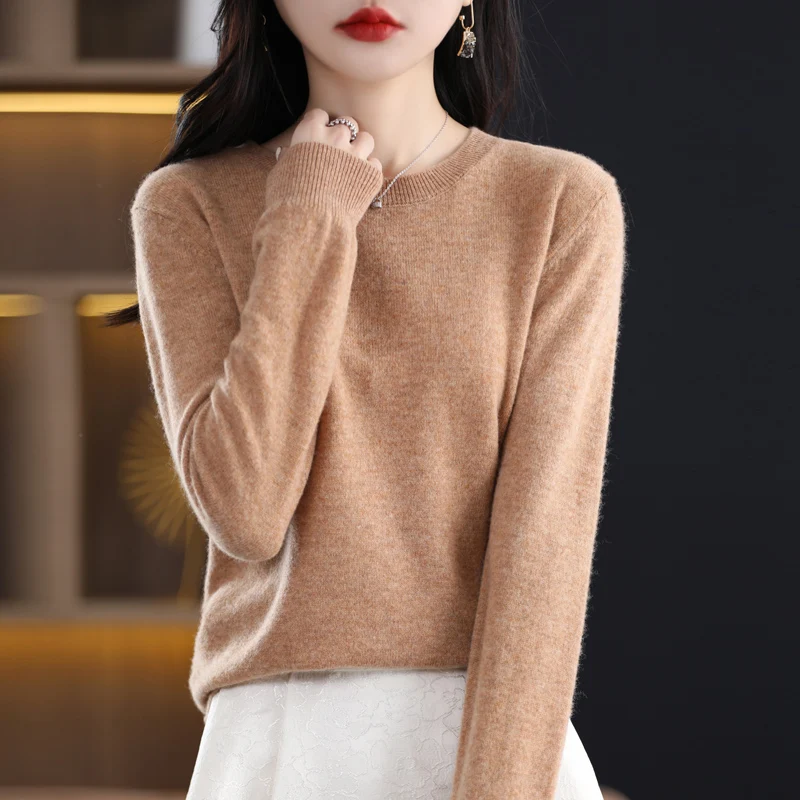 Top Trends: Women's Fine Round Neck Cashmere Knitted Comfortable Sweater 100% Pure Wool Merino Winter Fashion V-Neck Top Autumn Warm Pullove Shoppable Styles