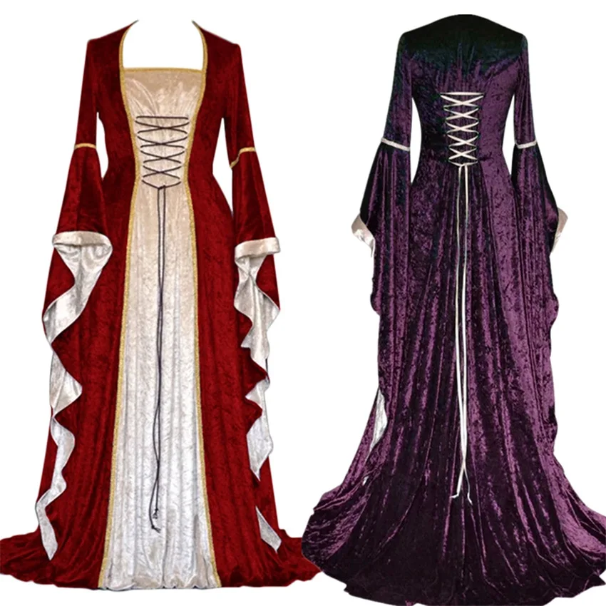 Top Trends: New Medieval Dress Halloween Costumes For Women Cosplay Palace Noble Long Robes Ancient Bell Sleeve Princess Costume Dress Shoppable Styles