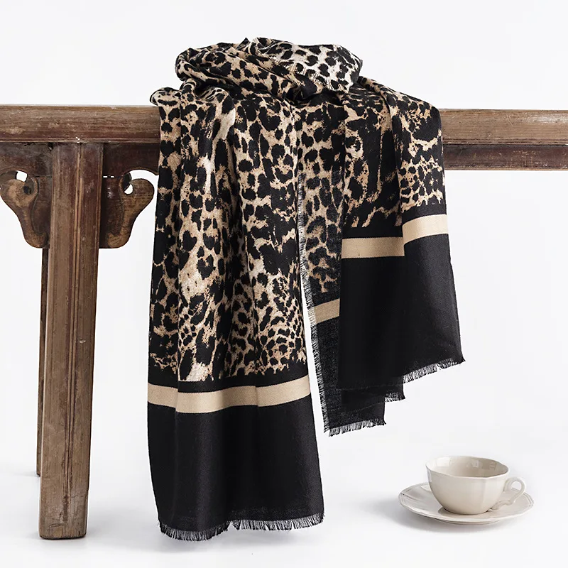 Top Trends: European American Fashion Leopard Print Imitation Cashmere Women&#039;s Scarves For Winter Warmth, Commuting, Cold Protection Shawl Shoppable Styles