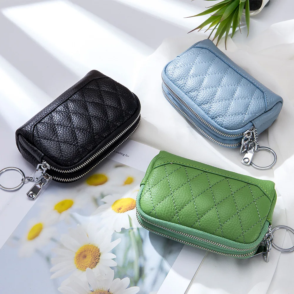 Top Trends: 2023 New Women Wallet Genuine Leather Double Zipper Coin Purse Bag Large Capacity Clutch Wallets With Keychain Ring Money Purses Shoppable Styles - Image 2