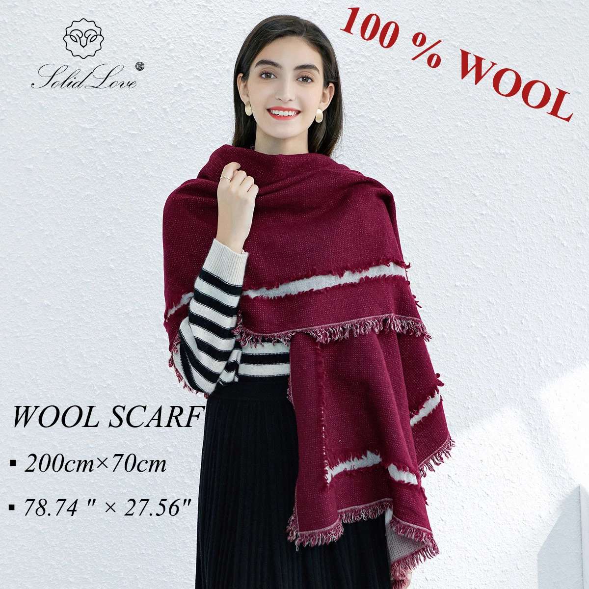 Top Trends: Luxury Brand 100% Pure Wool Large Size Women Bandana Headwarp Pashmina Cashmere Scarf Luxury Merino Poncho Shawl Shoppable Styles