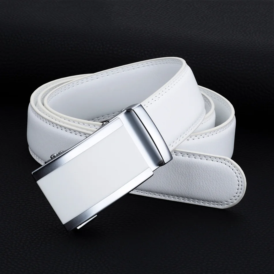 Top Trends: WOWTIGER New 3.5cm White Male Designer Leather Strap Automatic Buckle Adjustable High Quality Luxury Brand Belts For Men Shoppable Styles