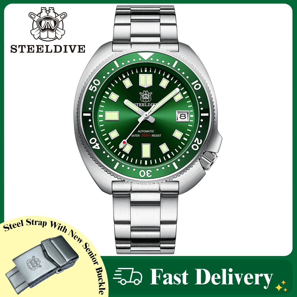 Top Trends: 200M Waterproof Automatic Watch Sapphire Crystal Stainless Steel NH35 Mechanical Dive Watch For Men STEELDIVE SD1970 V2 Abalone Shoppable Styles