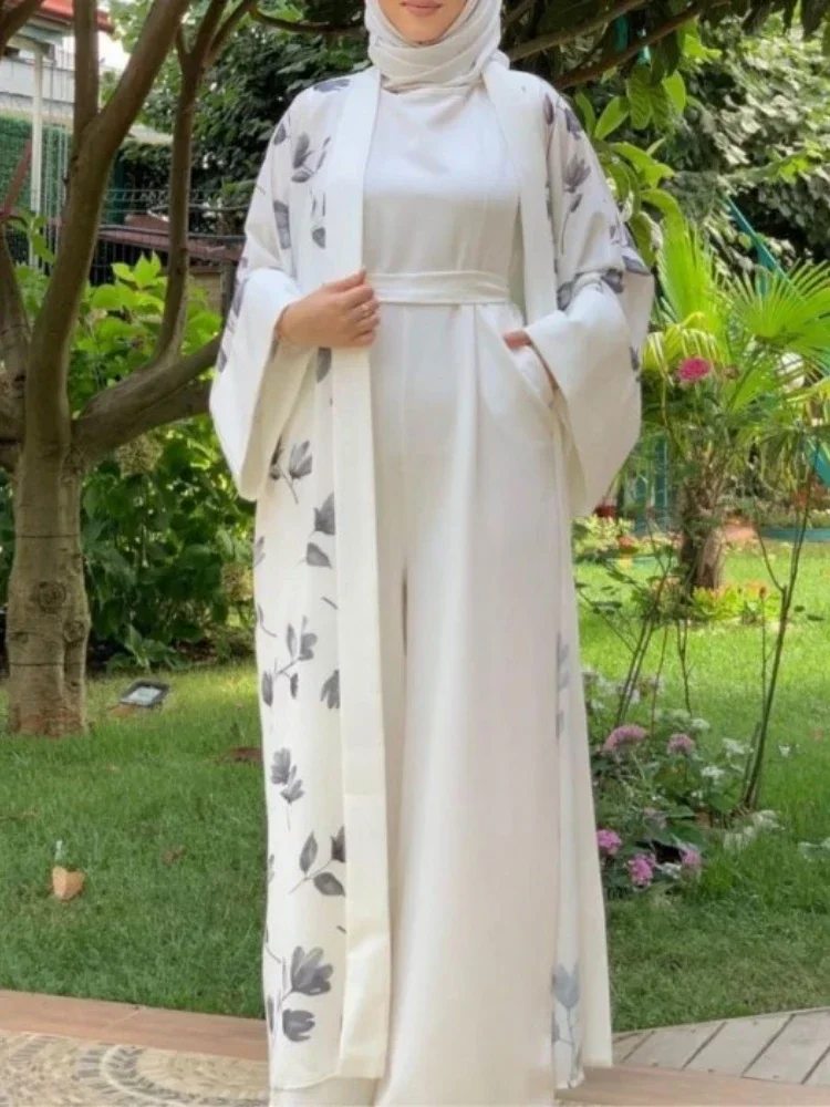 Top Trends: Kimono Abaya Matching Jumpsuit Muslim Linen Hijab Dress Turkey Open Abayas For Women Dubai Kaftan Ramadan Eid Islam Outfits Shoppable Styles