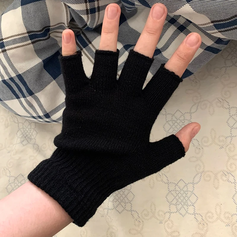 Top Trends: 1 Pair Unisex Knitted Stretch Elastic Warm Half Finger Fingerless Gloves Men Women Gloves For Winter Warm Unisex Work Gloves Shoppable Styles