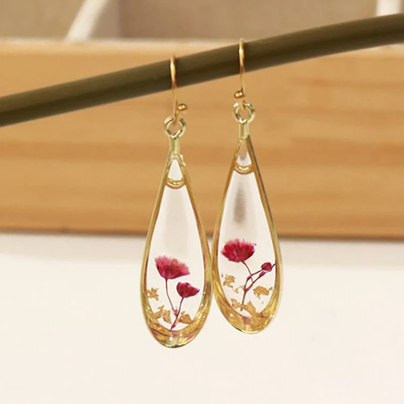 Top Trends: Natural Flower Earrings Unique Epoxy Resin Real Flowers Earrings Women Elegant Dried Flowers Drop Earrings Statement Jewelry New Shoppable Styles