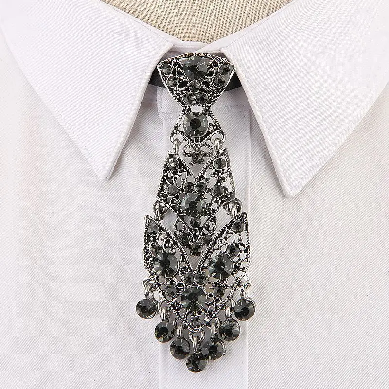 Top Trends: Fashion Personality Crystal Neckties Trendy General Korean Wine Party Wedding Ceremony Metal Short Luxury Tie Men Accessories Shoppable Styles