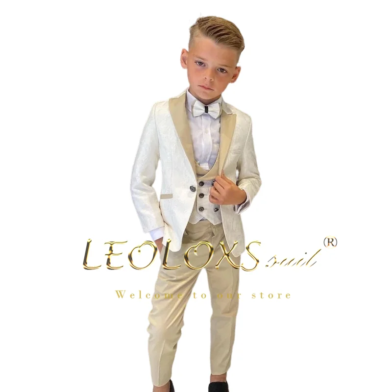 Top Trends: Boys' Floral Jacquard Wedding Tuxedo 3 Piece Set: Double Breasted Vest, Blazer And Trousers Children's Custom Suit Set Shoppable Styles