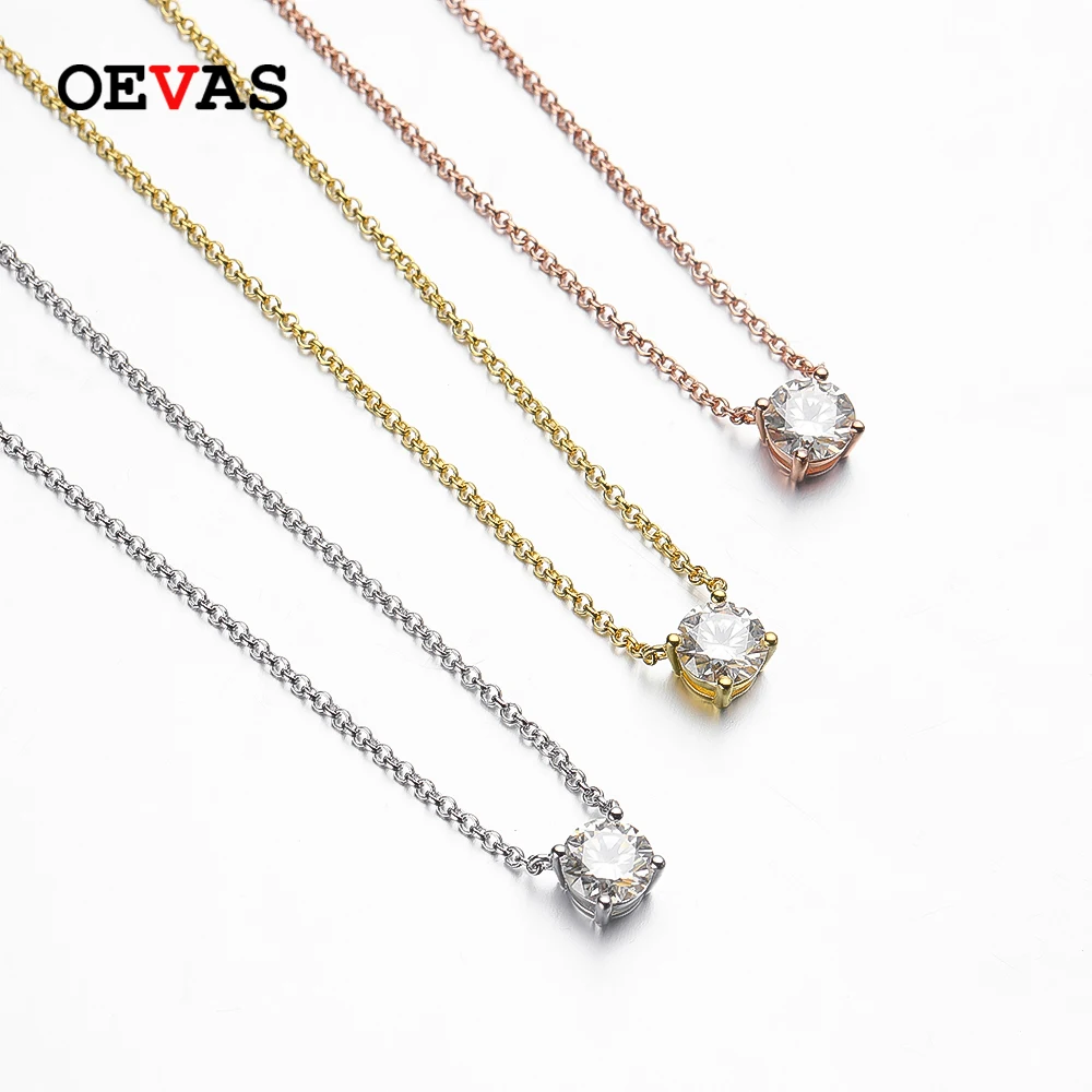 Top Trends: OEVAS Real 1 Carat D Color Moissanite Pendant Necklace 100% 925 Sterling Silver Sparkling Engagement Wedding Party Fine Jewelry Shoppable Styles