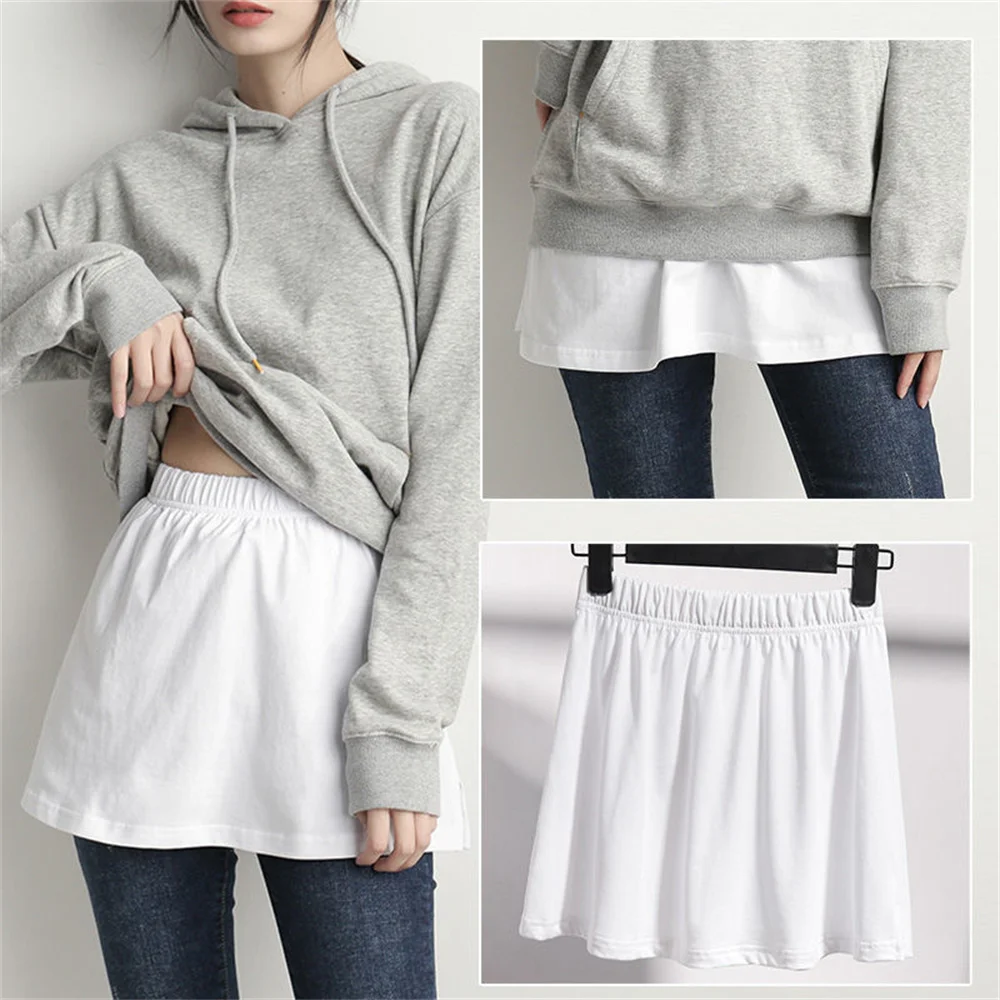 Top Trends: Shirt Extenders Layering Fake Top Lower Women Girls Half-Length Splitting A-line Mini Skirt Soft Cotton Detachable Underskirt Shoppable Styles