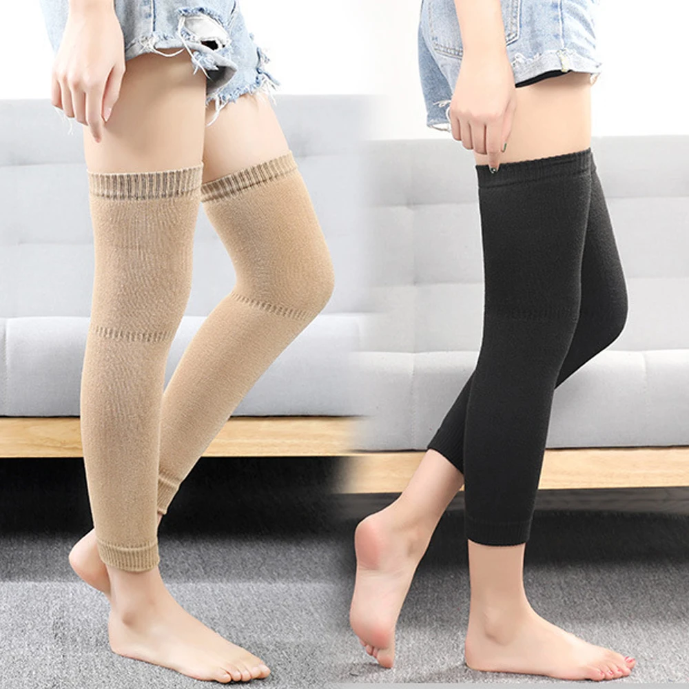 Top Trends: Knee Pads Winter Warm Leg Sleeves Thicken Long Tube Tootmuffs Comfortable Over Knee Leg Warmer Solid Color Leggings Cover Shoppable Styles