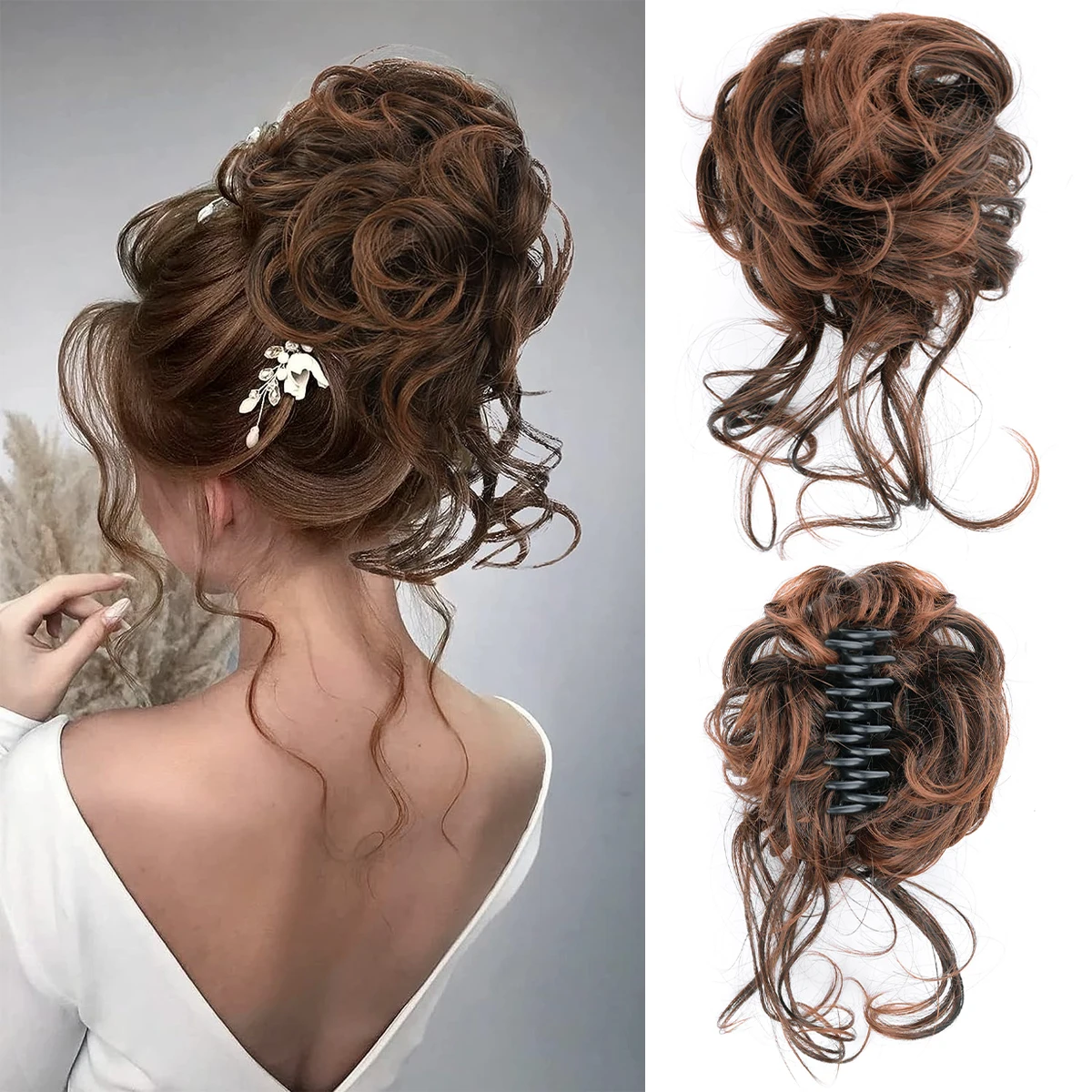 Top Trends: Synthetic Claw Chignon Women Messy Curly Fluffy Hair Bun Clip In Ponytail Hair Extensions Natural False Hairpieces For Women Shoppable Styles