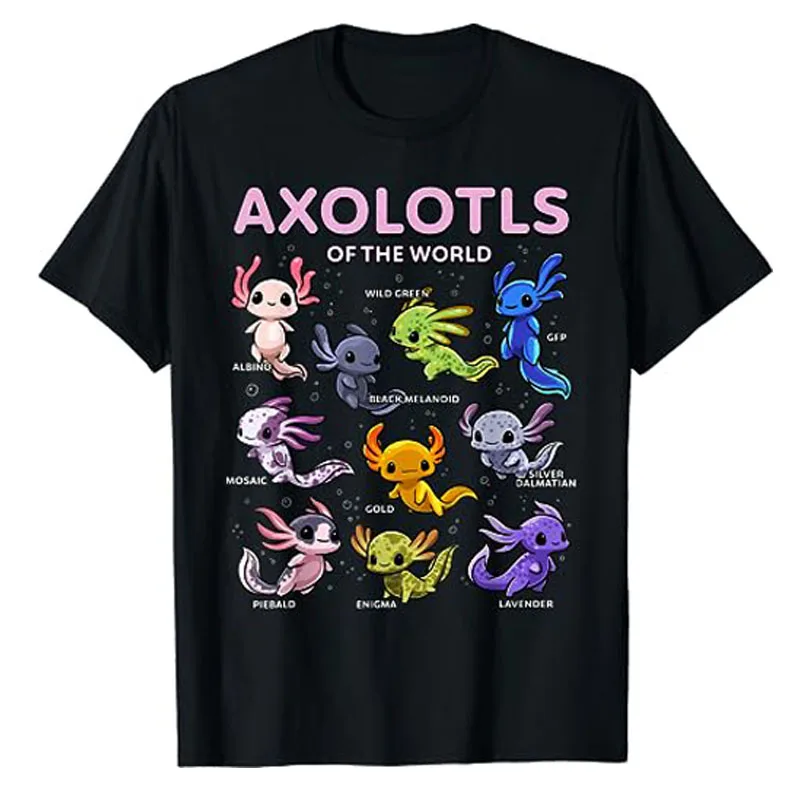 Top Trends: Axolotl Shirt Kawaii Axolotls Of The World Axolotl Animals T-Shirt Types Of Mexican Walking Fish Kawaii Artwork Tee Cartoon Tops Shoppable Styles