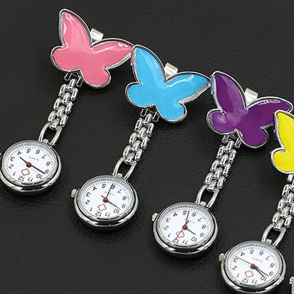 Top Trends: Pocket Watch Brilliant Butterfly Shaped Clip On Watch Fashion Clip-on Fob Brooch Pendant Hanging Quartz Pocket Watch Nurse Watch Shoppable Styles