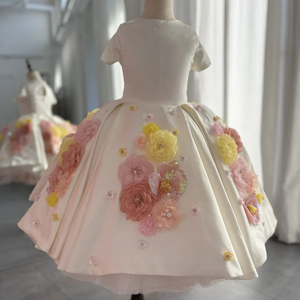 Top Trends: Jill Wish Luxury Arabic White Baby Flower Girl Dresses Beaded Handmade Flowers Ball Gowns For Kids Wedding Birthday Party J099 Shoppable Styles - Image 2