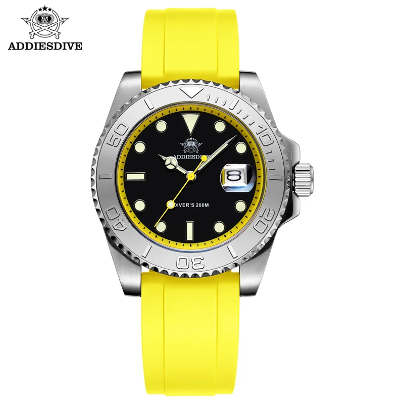 Top Trends: ADDIESDIVE AD2040 TOP Brand Men Watch Calendar Display Luminous 20Bar Diver Quartz Rubber Silicone Quartz Watch Reloj Hombre Shoppable Styles