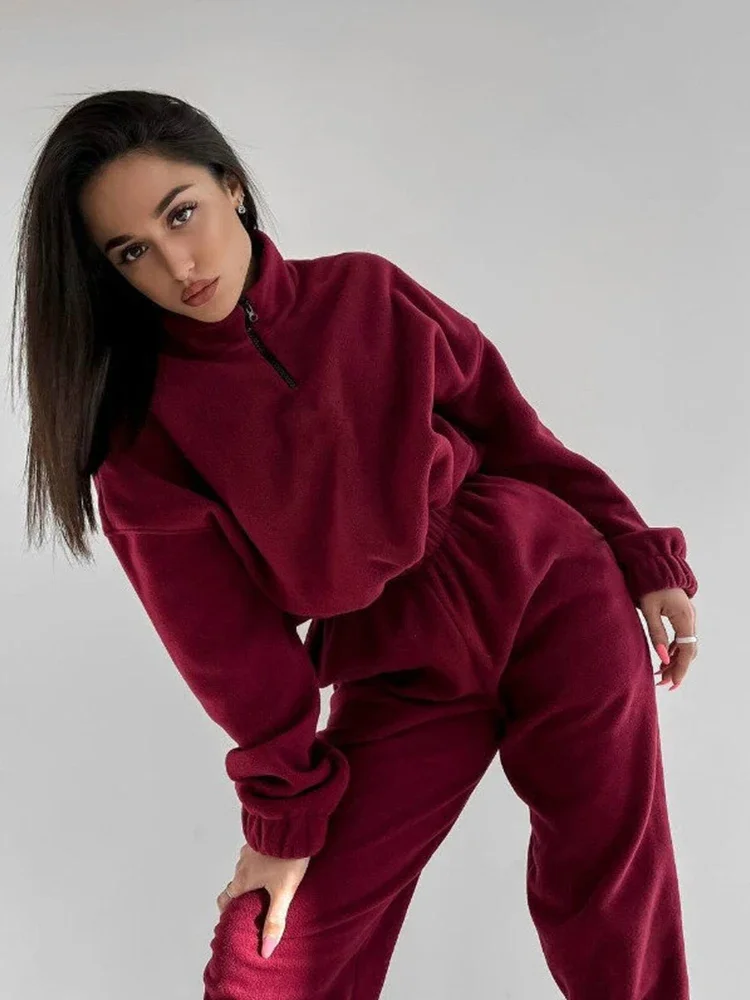 Top Trends: HOUZHOU Women's Tracksuit Fleece Sweatshirt Two Piece Set Euphoria Outfit Jogger Pants Sets Female Autumn Casual Sportswear Suit Shoppable Styles - Image 5