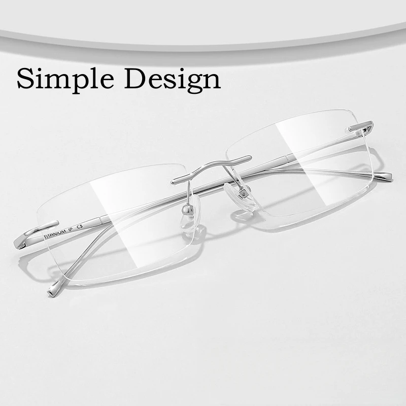 Top Trends: YIMARUILI Fashion Business Ultra-light Pure Titanium Eyewear Women Retro Square Optical Prescription Rimless Glasses Frame Men Shoppable Styles - Image 2