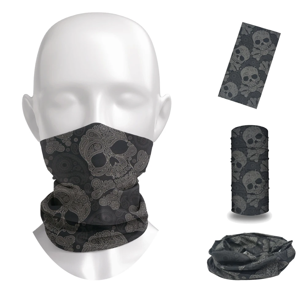 Top Trends: Black Skull 3D Printed Bandana Seamless Paisley Tube Neck Gaiter Unisex Outdoor Face Shield Magic Scarf Music Festival Headband Shoppable Styles