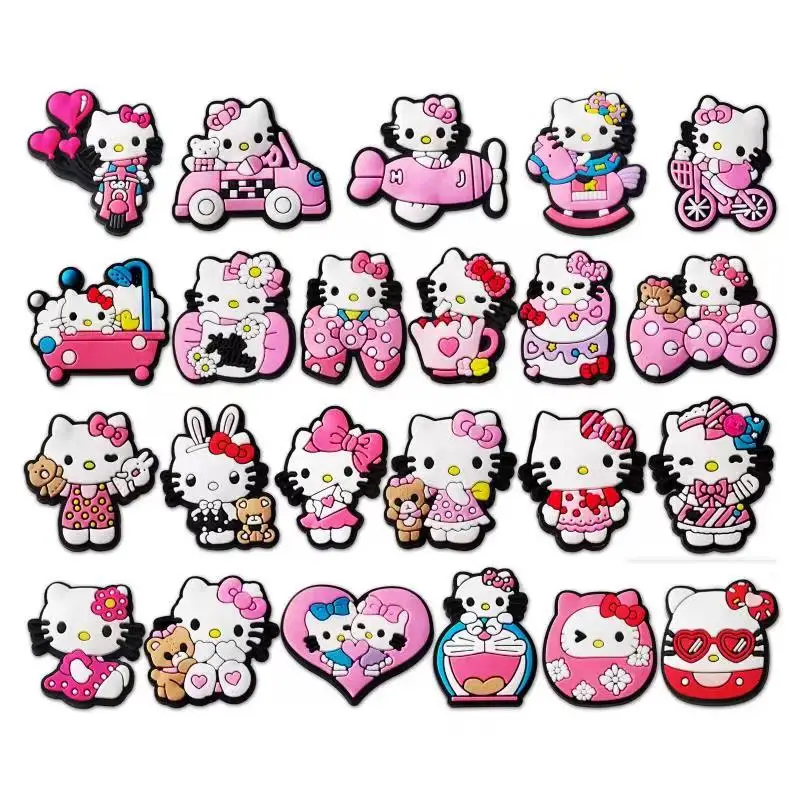 Top Trends: Aoger 23pcs / set Cartoon Hello Kitty Series Shoe Charms Croc Charms Stitzer Mickey Donald Duck Strawberry Bear Shoe Decoration PV Shoppable Styles