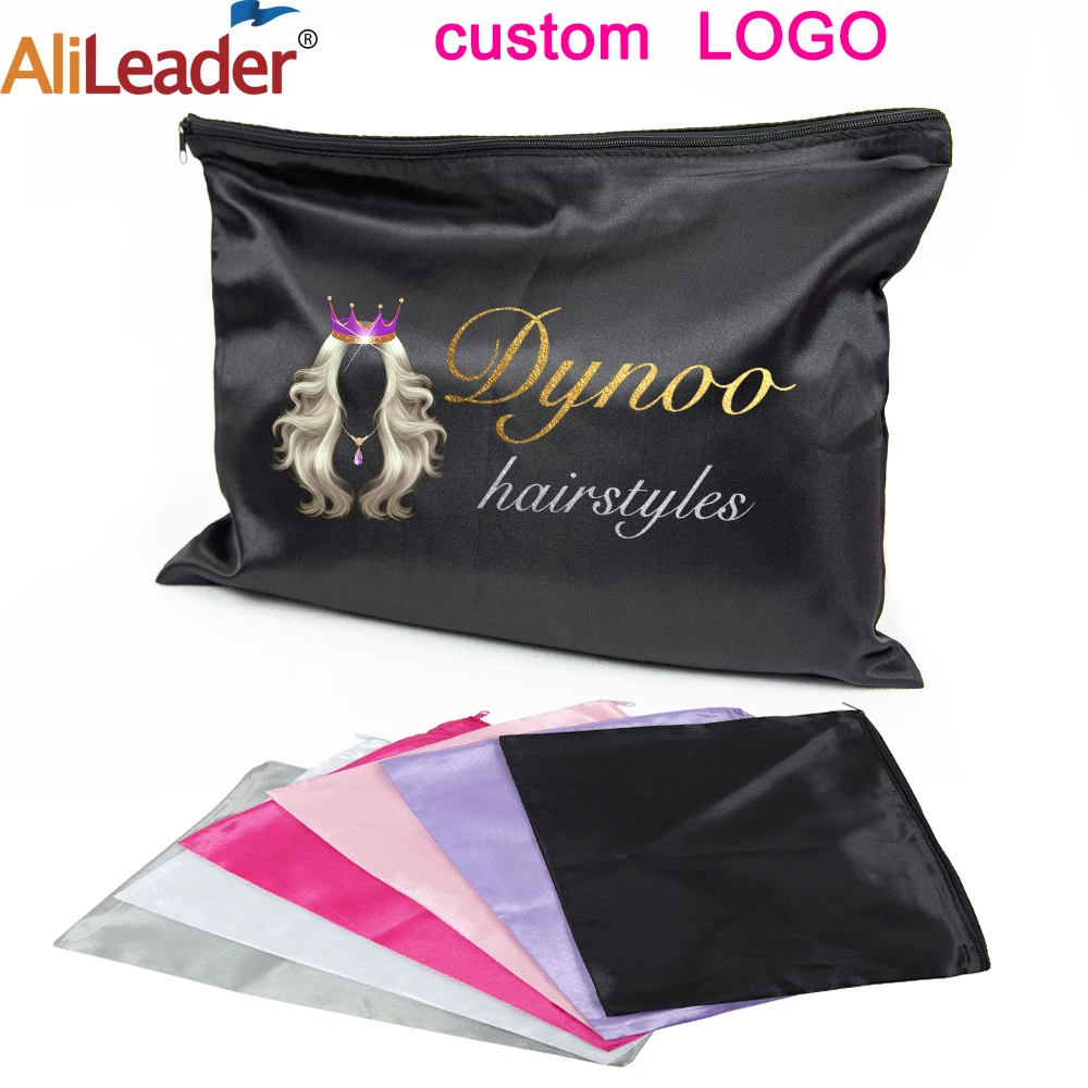 Top Trends: 5 / 10 Pcs Wig Satin Bag With Zipper 25*35 Cm Wig Storage Bags Portable Travel Hair Extensions Bag Custom LOGO Shoppable Styles