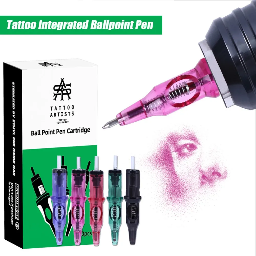 Top Trends: 10pcs Tattoo Integrated Ballpoint Pen Disposable 5 Colors Universal Tattoo Drawing Practice Cartridge Needles For Rotary Machine Shoppable Styles