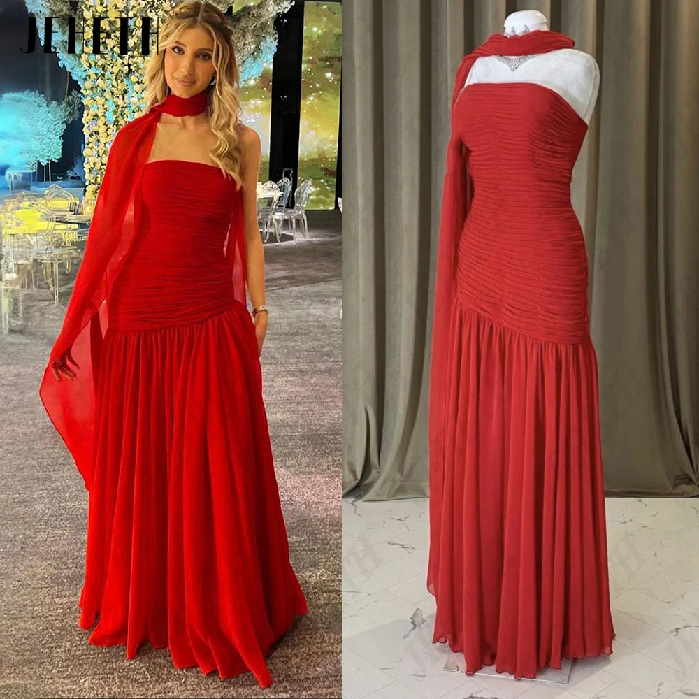 Top Trends: JEHETH Chiffon Strapless Evening Dress Sleeveless With Jacket Mermaid Prom Gowns Saudi Arabia Formal Occasion Party Dress Shoppable Styles