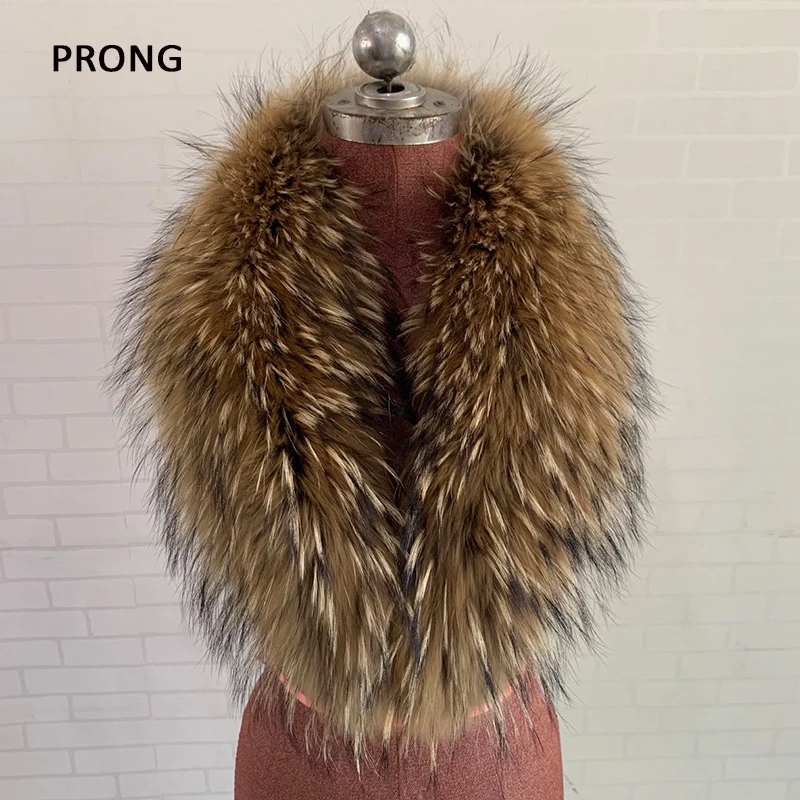 Top Trends: Real Fur Collar Natural Raccoon Fur Scarf Women Mens Coat Jacket Hood Detachable Collar Winter Neck Warmer Long Scarf Fur Shawl Shoppable Styles