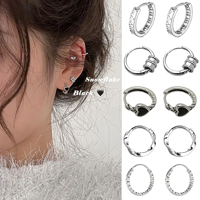 Top Trends: 2022 New Simple Silver Plating Small Heart Hoop Earrings For Women Men Cartilage Ear Piercing Jewelry Pendientes Hombre Mujer Shoppable Styles