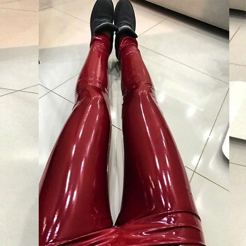 Top Trends: Pu Leather Red Leggings High Waist Women Sexy Elastic Skinny Push Up Leggings Plus Size Stretch Leggings Women Gym Sport Wear Shoppable Styles