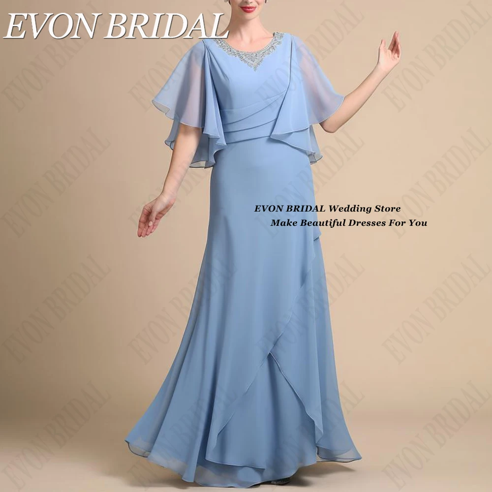 Top Trends: Chiffon Mother Of The Bride Dresses Half Cap Sleeves Plus Size Wedding Guest Dresses For Women A-Line O-Neck Vestidos De Madrina Shoppable Styles