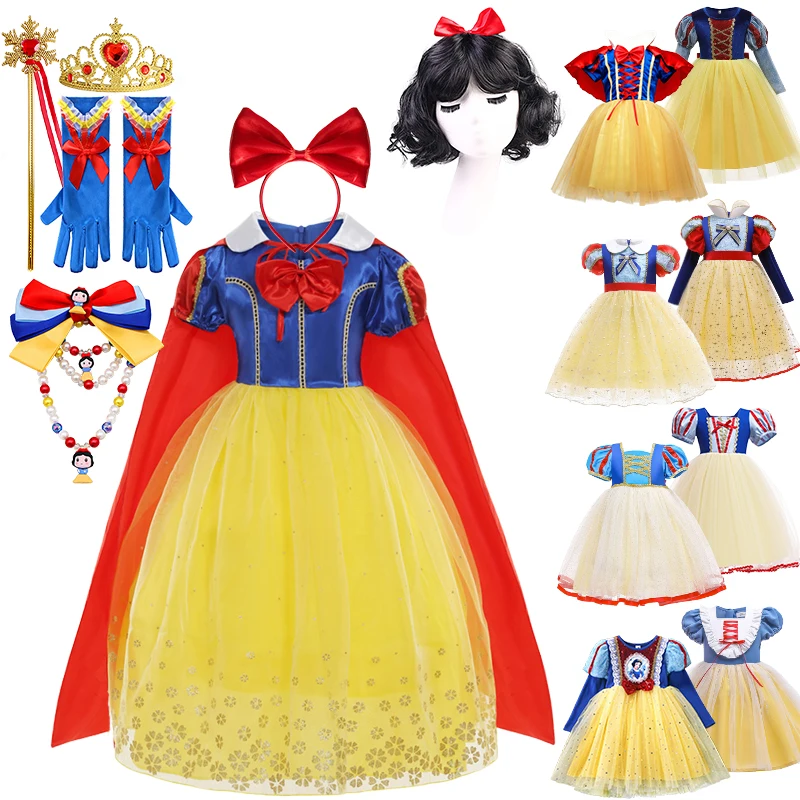 Top Trends: 2 - 14 Years Fantasia Girls Snow White Dresses For Kids Masquerade Clothing Pretty Girl Children Tulle Princess Cosplay Dress Shoppable Styles