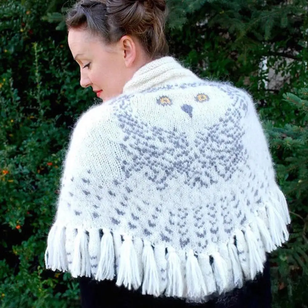 Top Trends: Retro Owl Scarf With Wide Spread Bird Feather Wings Feel Warm Knit Imitate Cashmere Scarf Bird Wing Scarf Winter Feather B6K5 Shoppable Styles