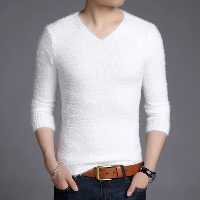 Top Trends: 2023 New Men&#039;s Clothing Knitted Thick V-Neck Long Sleeve Autumn Winter Casual All-match Solid Color Fashion Oversized Pullovers Shoppable Styles