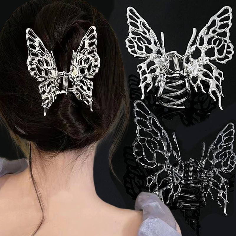 Top Trends: Korea Large Shark Clip Hairpin Liquid Butterfly Grab Clip Metal Hair Claw Woman Girl Styling Barrette Headdress Hair Accessories Shoppable Styles