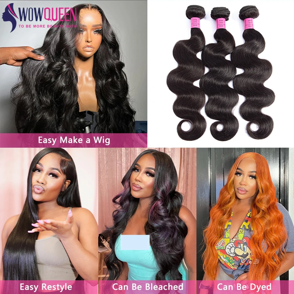 Top Trends: 32 34 36 38 40 Inch Body Wave Bundles Brazilian Human Hair Bundles Thick Hair Extensions Natural Black Hair Weaving 1 / 3 / 4 PCS Shoppable Styles - Image 4