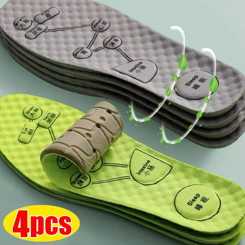 Top Trends: 4PCS Foot Acupressure Insole Men Women Soft Breathable Sports Cushion Inserts Sweat-absorbing Deodorant Insole Shoe Pads Shoppable Styles