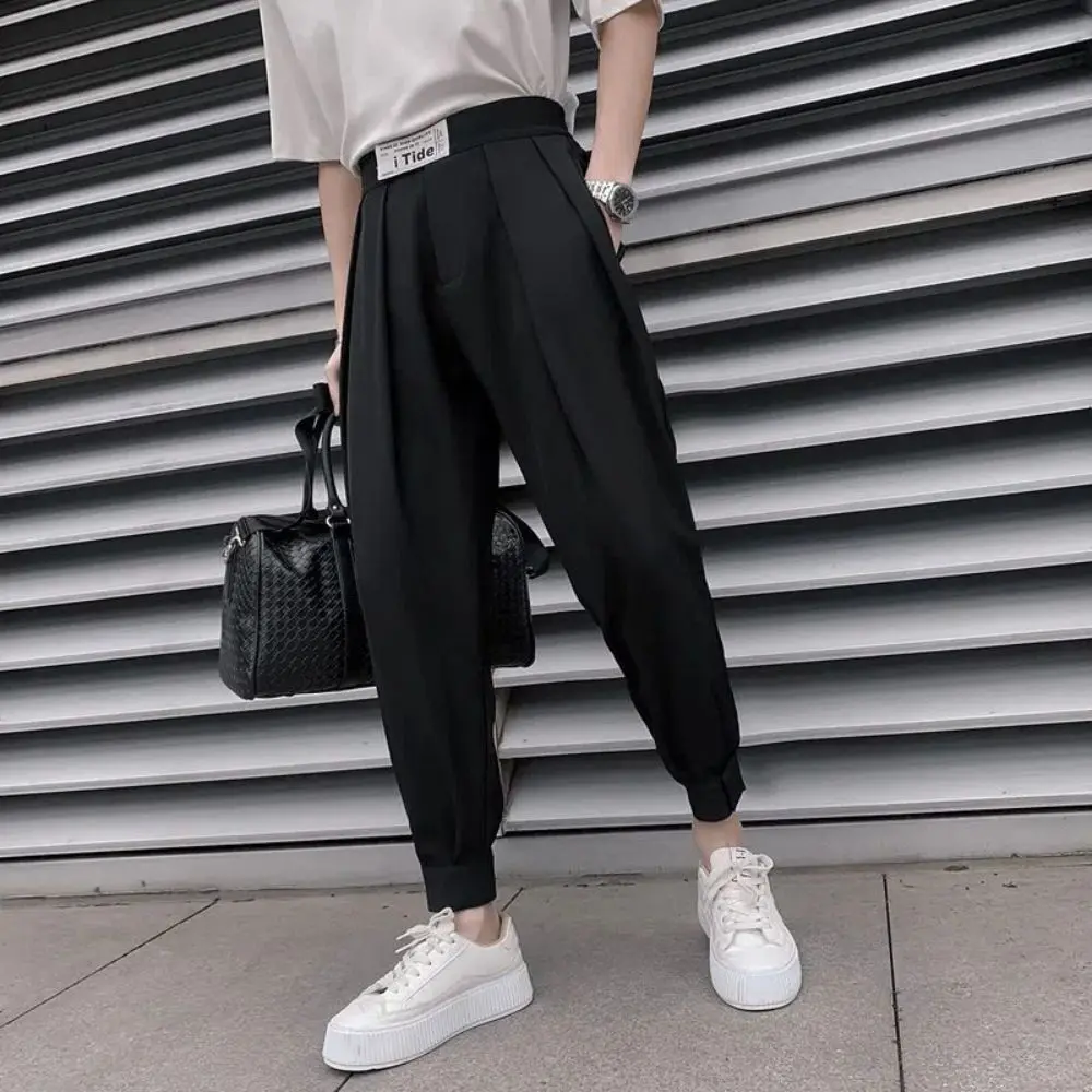 Top Trends: Men Casual Cargo Pants Solid Color Male Harem Korean Elastic Loose Trousers High Streetwear Fashion Stereo Design Y2K Pantalones Shoppable Styles