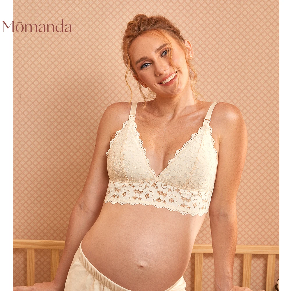 Top Trends: MOMANDA Nursing Bra Lace Sexy Breastfeeding Maternity Wirefree Padded Lactation Cute Women&#039;s Bralette For Pregnant Lingerie Shoppable Styles