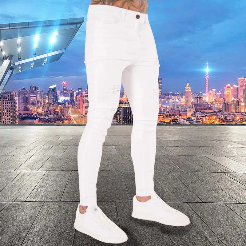 Top Trends: Streetwear Jeans Men Fashion Ripped Holes Skinny Destroyed Denim Pants Male 2022 New High Quality White Joggers Jeans Shoppable Styles