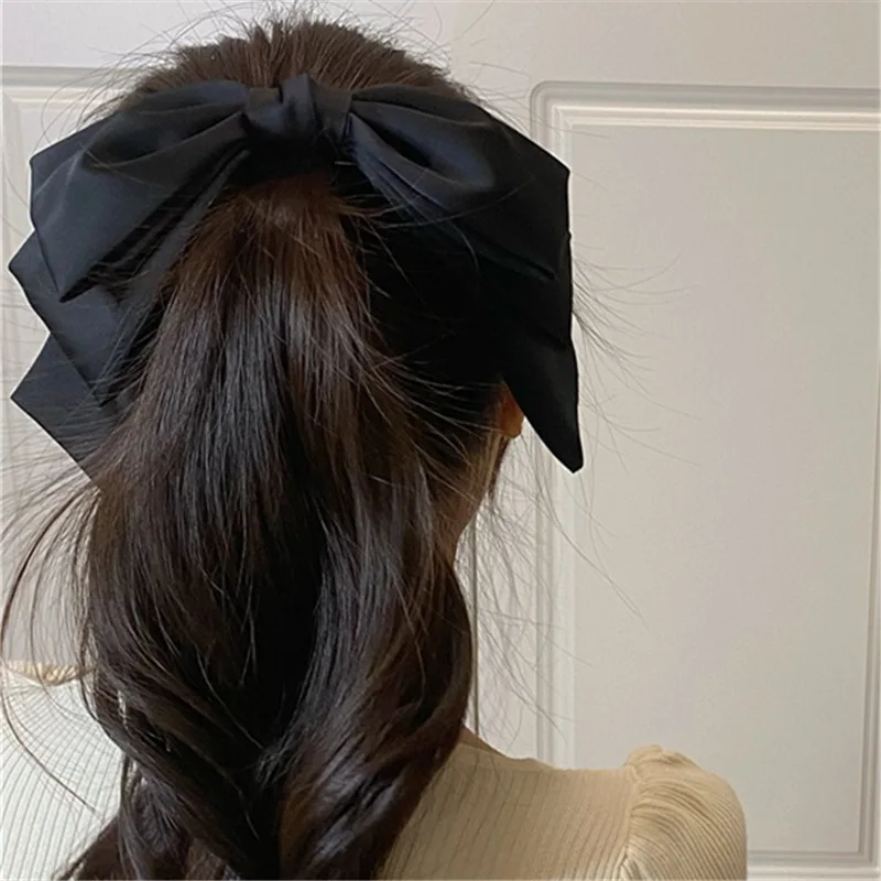 Top Trends: New Fashion High Quatity Satin Big Bow Hairpins Popular Hair Clip Women Sweet Solid Three-layer Bow Drape Hairgrip Accessories Shoppable Styles - Image 2