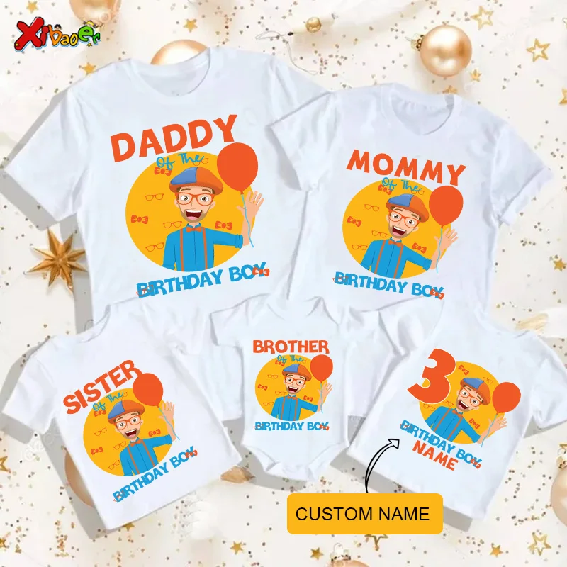 Top Trends: Boys Family Matching Outfits Birthday Party Shirt T Shirts Birthday Boy Kids Personalized Name First Birthday Boy Party Tshirts Shoppable Styles